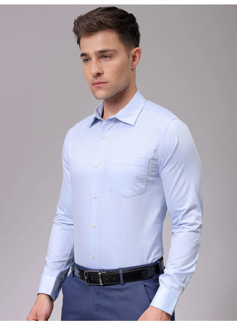 The Indian Garage Co Blue Slim Formal Plain Shirt