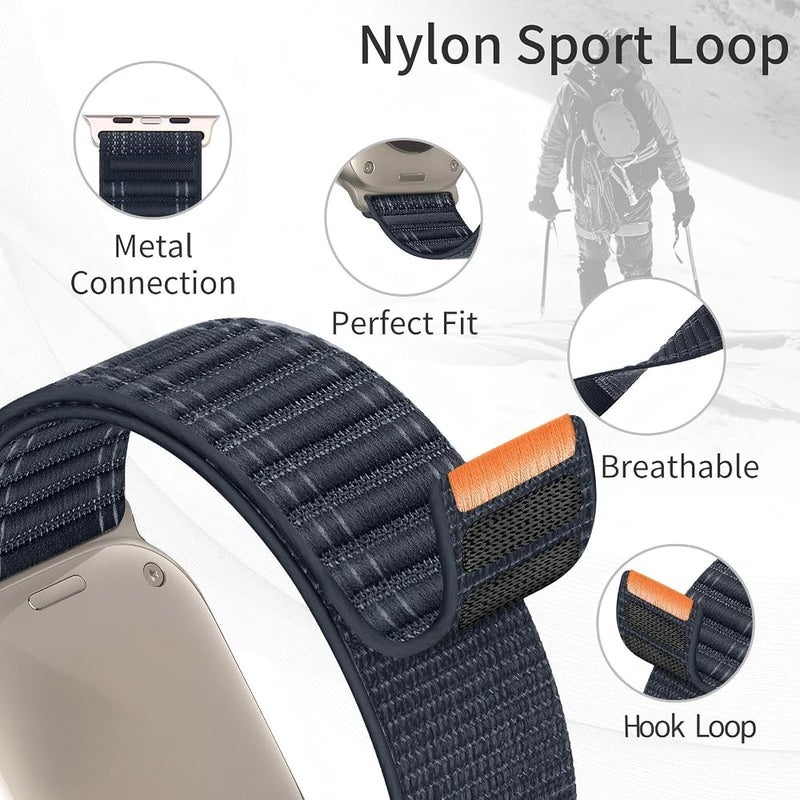 Compatible with Watch Strap 46/45/44/49mm 42/41/40/38mm Women Men, Braided Sport Loop Band for IWatch Series 11 10 9 8 7 6 5 4 3/SE 3 2/Ultra 3 2 watch band Nylon Fabric - Image 3