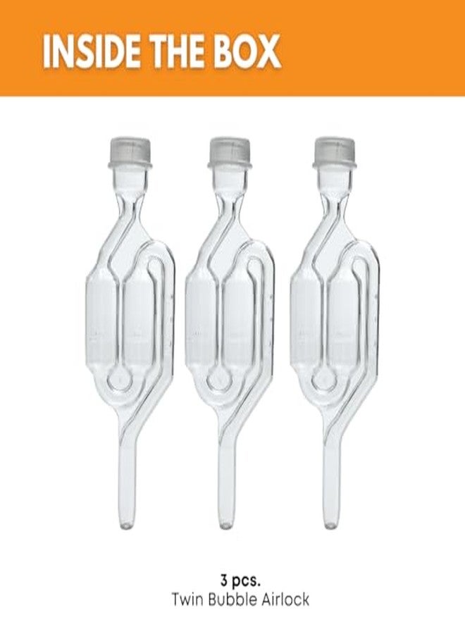 Fastrack Airlocks for Fermenting (Set of 3) | Bubble Airlock for Wine Making and Beer Making | BPA-Free S-Shaped | Used for Brewing Wine, Beer, Pickles & More | Transparent - Image 3