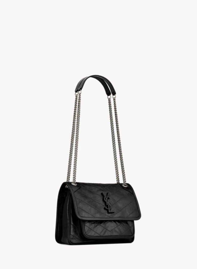 Yves Saint Laurent YSL Shoulder Bags - Women Small Leather Crossbody Bag, Black Hobo Bag - Image 1