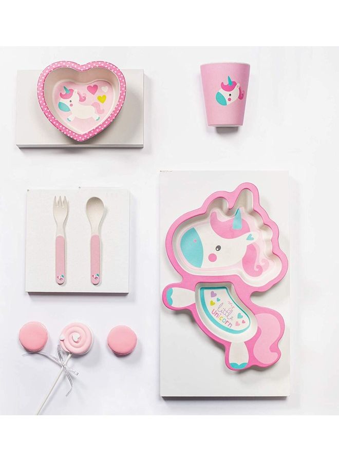 NIBEMINENT 5-Piece Dinnerware Set Pink/White/Blue 20cm - Image 2