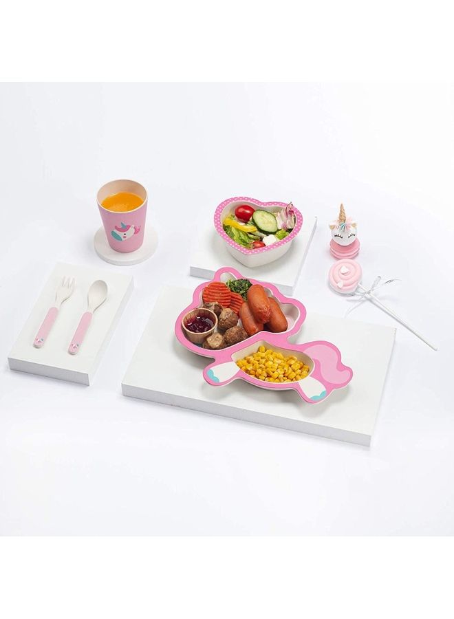 NIBEMINENT 5-Piece Dinnerware Set Pink/White/Blue 20cm - Image 3