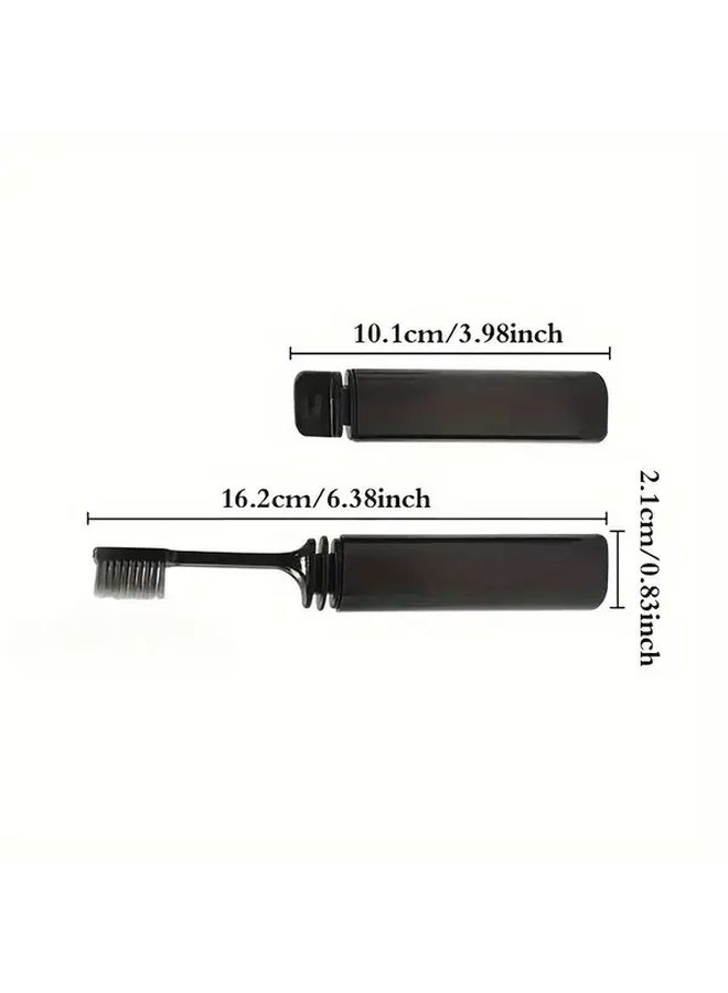 Bamboo Charcoal Folding Toothbrush Black Portable Compact Travel with Ultra Fine Soft Bristles ABS Plastic Microfiber - Image 3