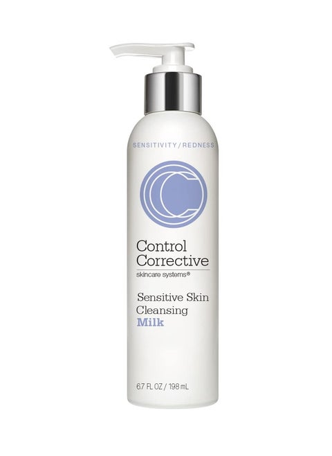 CONTROL CORRECTIVE Sensitive Skin Cleansing Milk, 6.7 Oz - Creamy, Calming Cleanser With Soothing Liden Flower, Gentle, Comfrey, Aloe Vera, Chamomomile Extracts, Removes Make-Up & Daily Build Up