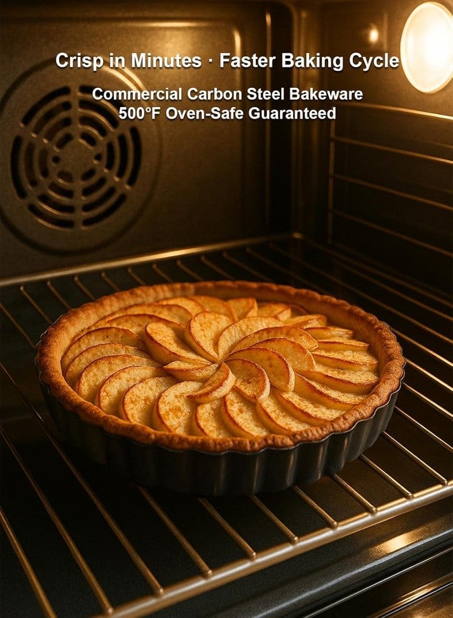 Yamteck 10 Inch Round Quiche Pans with Pie Server. Removable Bottom, Non-Stick Coating, Rugged Carbon Steel for Tart Quiche Pie Cake Baking. Gift for Women Wife Christmas Thanksgiving Party Festival - Image 5