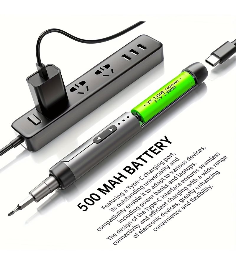 Gray 46 Piece Compact Precision Electric Screwdriver Set Cordless High Torque Multi Function Rechargeable Portable Power Tool for Home Computer Cell Phone Repair - Image 4