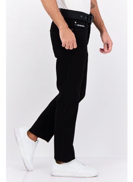 CROSSHATCH Men Regular Fit Solid Belted Stretchable Denim Jeans, Black  - Image 2