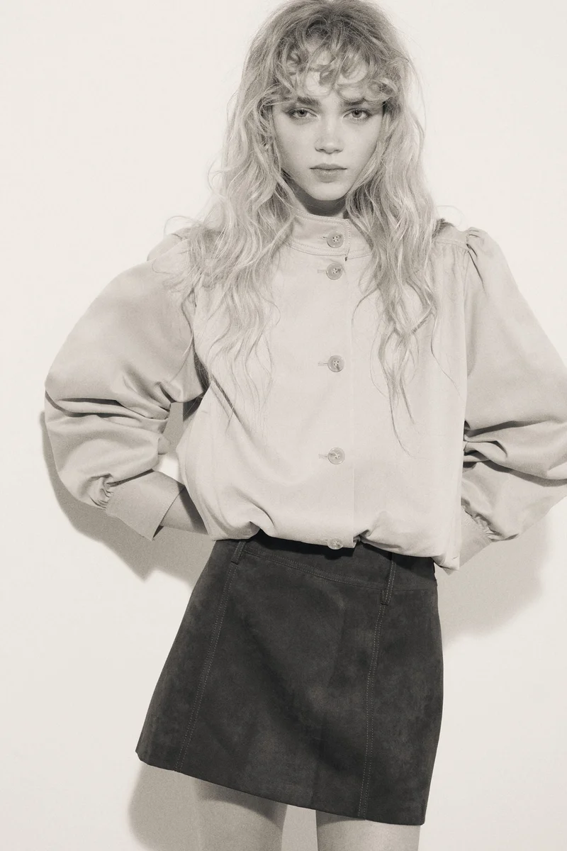 اتش اند ام جاكيت من التويل بأكمام منتفخة