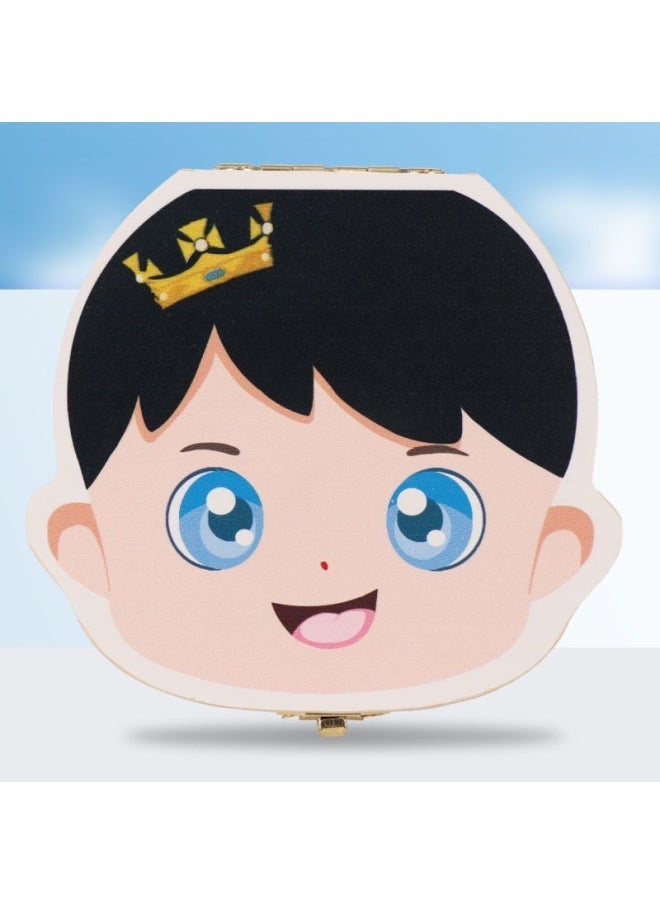 Deciduous Teeth Box Boys And Girls Tooth Replacement Collection Preservation Deciduous Teeth Storage Box Baby Lanugo Commemorative Teeth Solid Wood-Color:Crown Painted Baby Boy