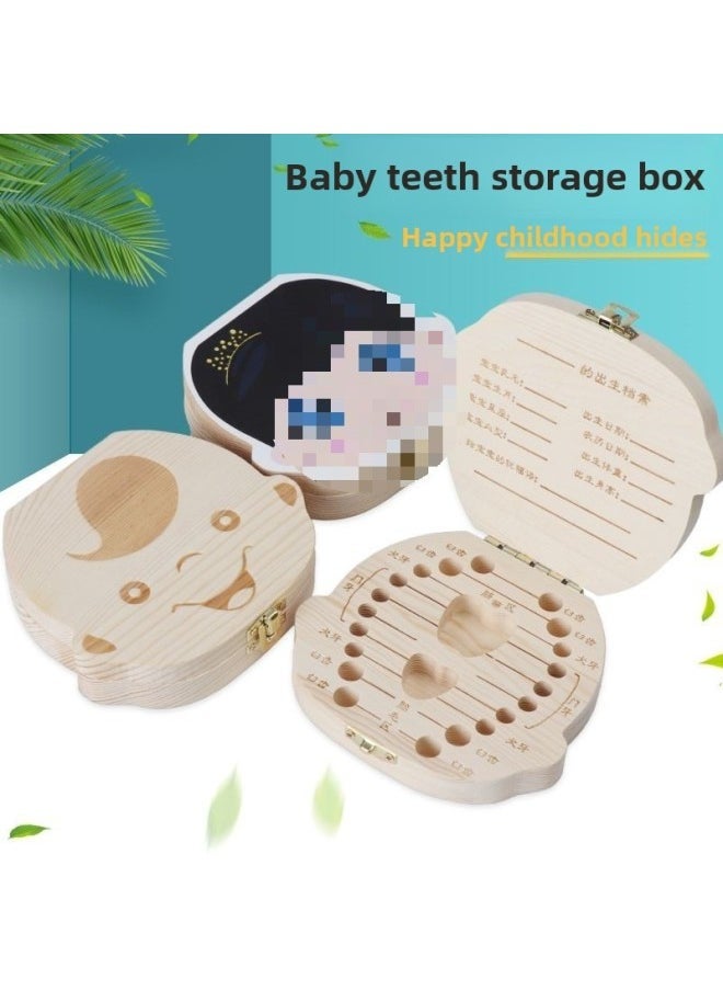Deciduous Teeth Box Boys And Girls Tooth Replacement Collection Preservation Deciduous Teeth Storage Box Baby Lanugo Commemorative Teeth Solid Wood-Color:Crown Painted Baby Boy