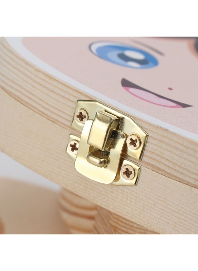 Deciduous Teeth Box Boys And Girls Tooth Replacement Collection Preservation Deciduous Teeth Storage Box Baby Lanugo Commemorative Teeth Solid Wood-Color:Crown Painted Baby Boy
