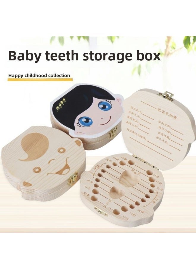 Deciduous Teeth Box Boys And Girls Tooth Replacement Collection Preservation Deciduous Teeth Storage Box Baby Lanugo Commemorative Teeth Solid Wood-Color:Crown Painted Baby Boy