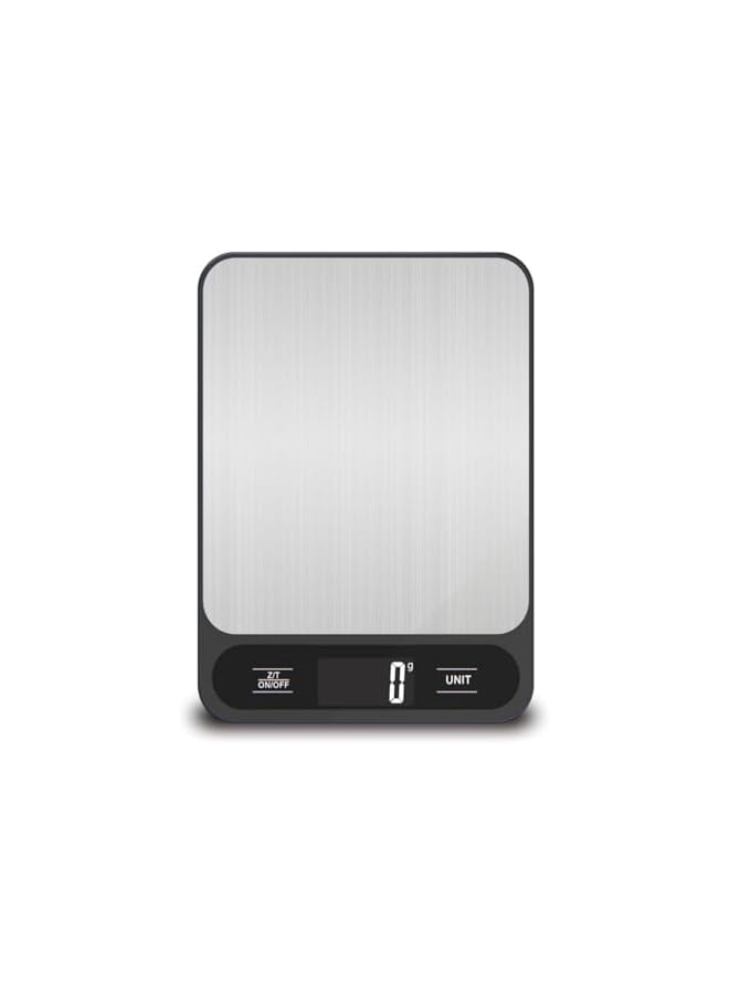 promass Digital Kitchen Food Scale, Stainless-Steel Platform, Ultra Slim/Multifunctional High Accuracy with Large LCD Display/Tare Function for Weight Loss (Black 10KG) - Image 1