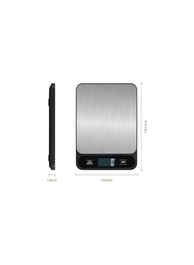 promass Digital Kitchen Food Scale, Stainless-Steel Platform, Ultra Slim/Multifunctional High Accuracy with Large LCD Display/Tare Function for Weight Loss (Black 10KG) - Image 3