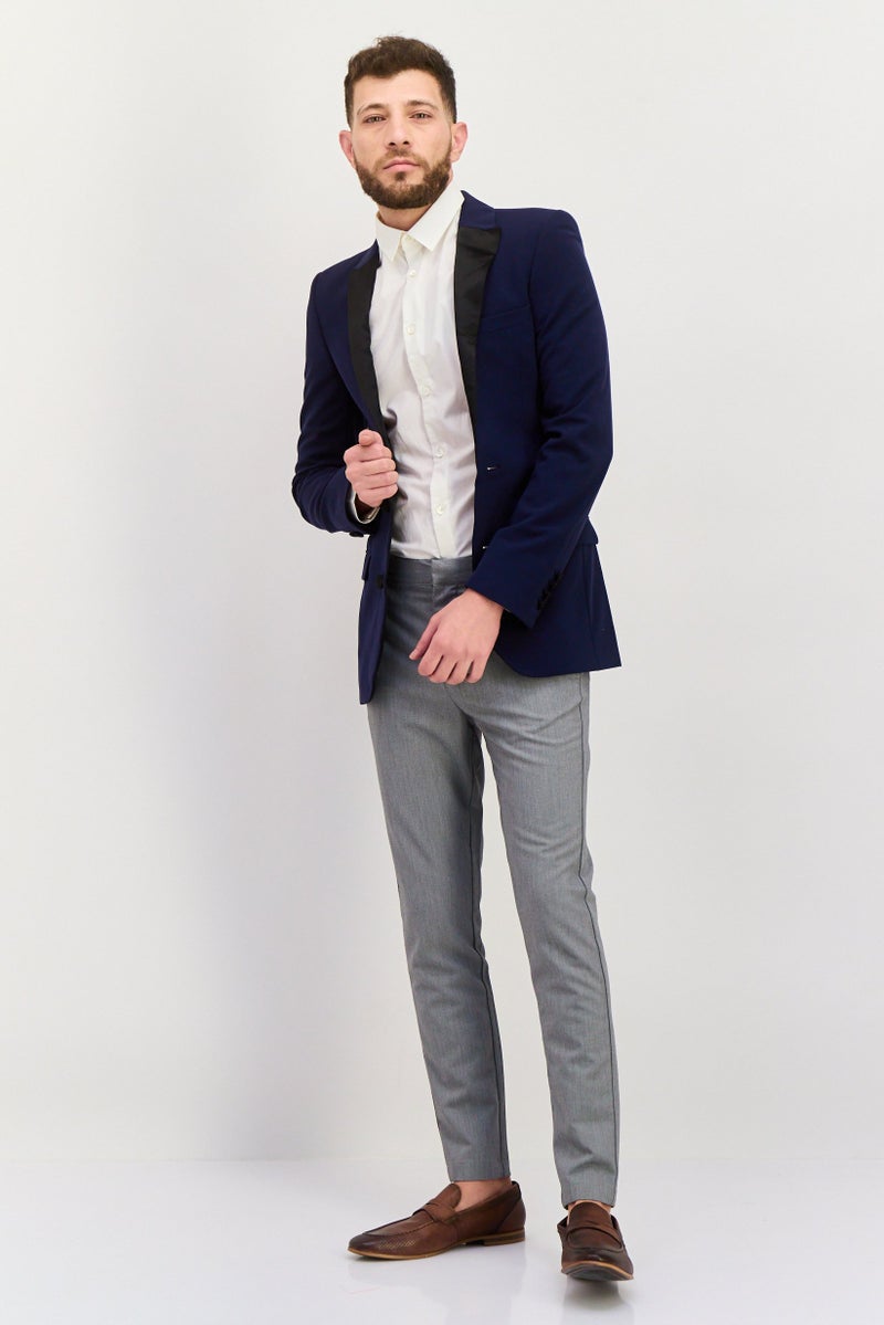 Asos Design Men Regular Fit Plaid Blazer, Navy  - Image 4
