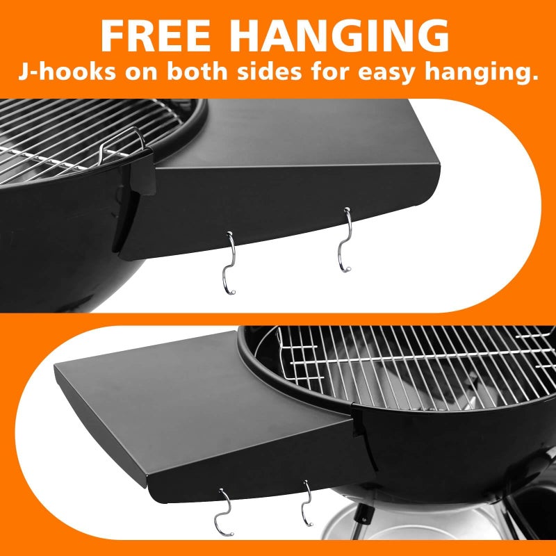 Grisun Grill Table Shelf for Weber Kettle Grills 22 Inch, Side Table Shelf for Weber Master Touch, Premium, Original Charcoal Grill, Kettle Grill Accessories, Black Powder Coated Steel BBQ Table Shelf - Image 4