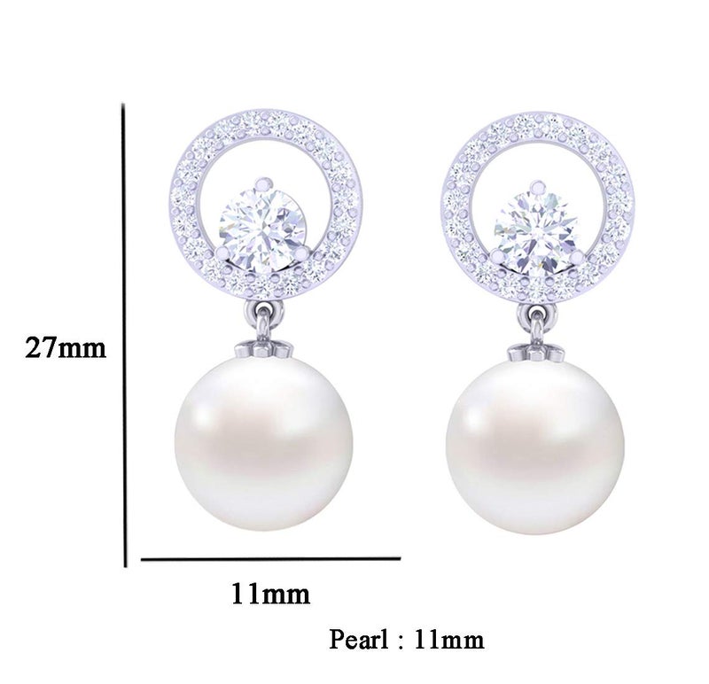 Clara 92.5 Sterling Silver Swiss Zirconia Pearl Earrings | Gift for Women and Girls - Image 3