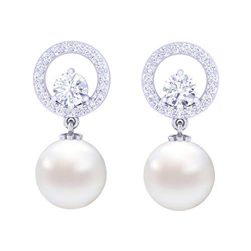 Clara 92.5 Sterling Silver Swiss Zirconia Pearl Earrings | Gift for Women and Girls - Image 1