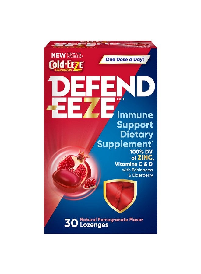 Cold-EEZE Defendeeze Immune Support Dietary Supplement Lozenges 100% Daily Value Of Zinc Vitamins C & D Per Dose With Echinacea & Elderberry Pomegranate Flavor 30 Lozenges - Image 2