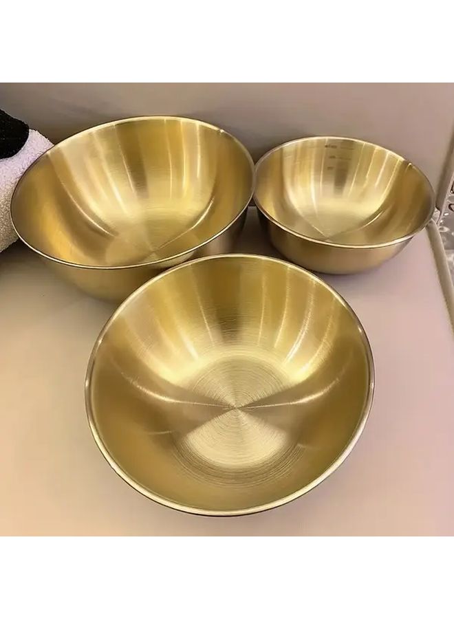 Golden Stainless Steel Mixing Bowls Set 3pcs With Scale 17 19 25cm - Image 1