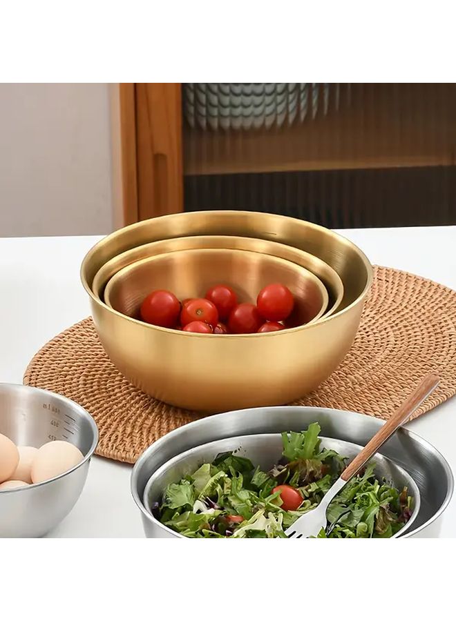 Golden Stainless Steel Mixing Bowls Set 3pcs With Scale 17 19 25cm - Image 4