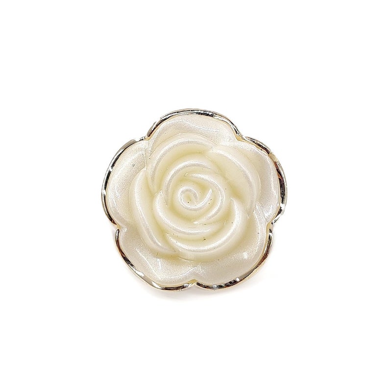 Craftisum Pearly Bloom Rose Electroplated PVC Base Sewing Shank Buttons 20 Pcs - 20mm, 3/4" - Image 1