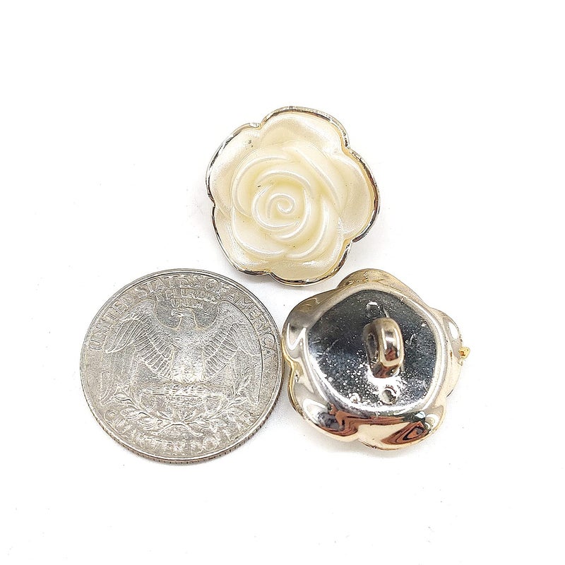Craftisum Pearly Bloom Rose Electroplated PVC Base Sewing Shank Buttons 20 Pcs - 20mm, 3/4" - Image 4