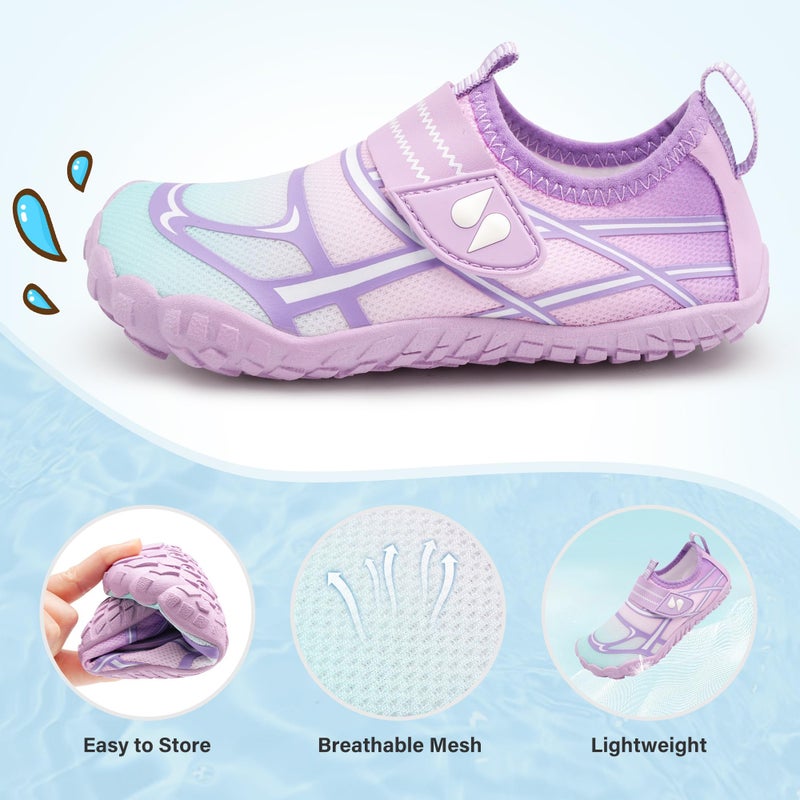 Stelle Kids Water Shoes Boys Girls Swim Hiking Aqua Socks Quick Dry Toddler Barefoot Shoesï¼ˆLilac Mintï¼Œ13MLï¼‰ - Image 4