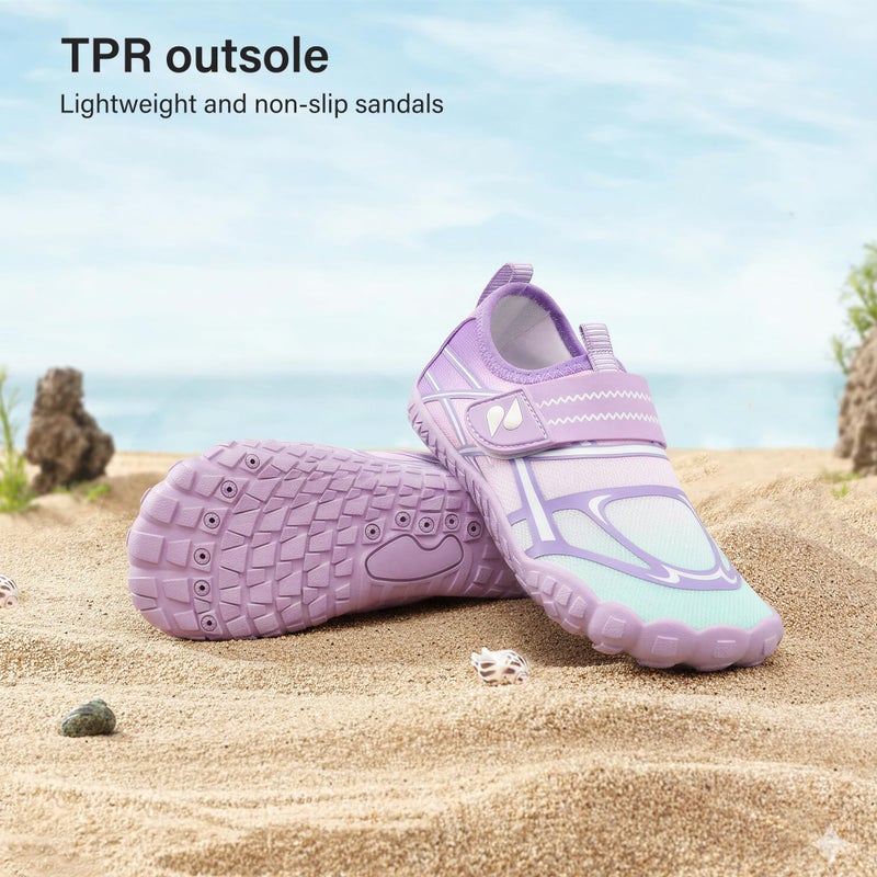 Stelle Kids Water Shoes Boys Girls Swim Hiking Aqua Socks Quick Dry Toddler Barefoot Shoesï¼ˆLilac Mintï¼Œ13MLï¼‰ - Image 5