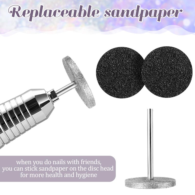 Dimeho Sanding Disc Nail Drill Bits, 4 Pcs Metal Nail Bit Set with 4 Pcs Replaceable Pedicure Sandpapers Suitable for Most Electric Foot Files Carbide Flat Nail Drill Bits Hard Skin Remover Discs - Image 4