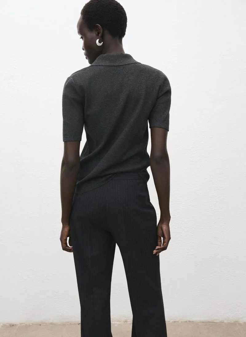 MANGO Fine-knit sweater with shirt collar