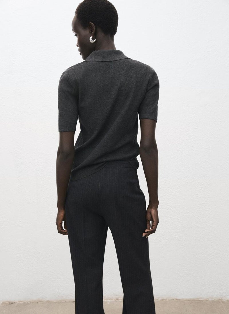 مانجو كنزة محبوكة بدقة بياقة قميص - Image 2