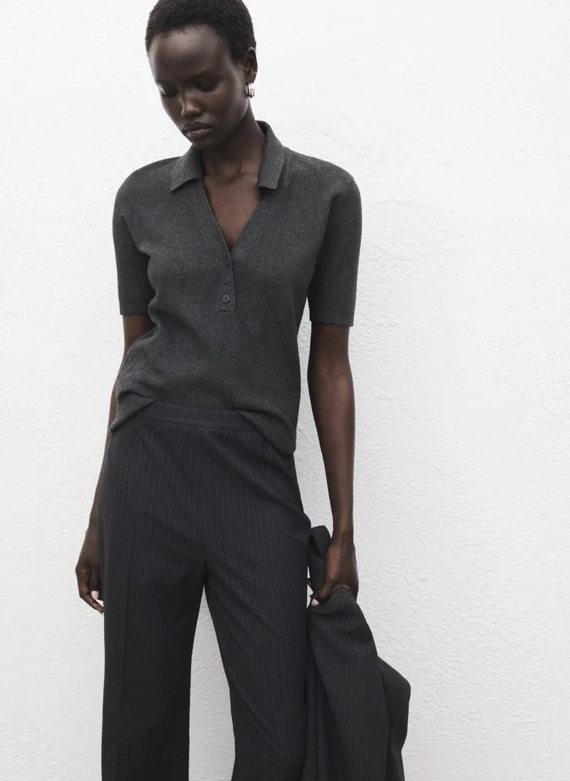 MANGO Fine-knit sweater with shirt collar