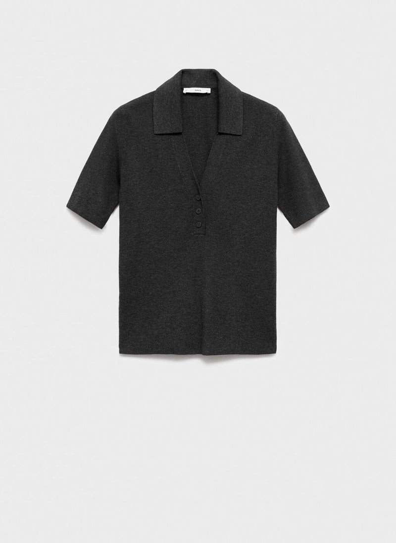 مانجو كنزة محبوكة بدقة بياقة قميص - Image 5