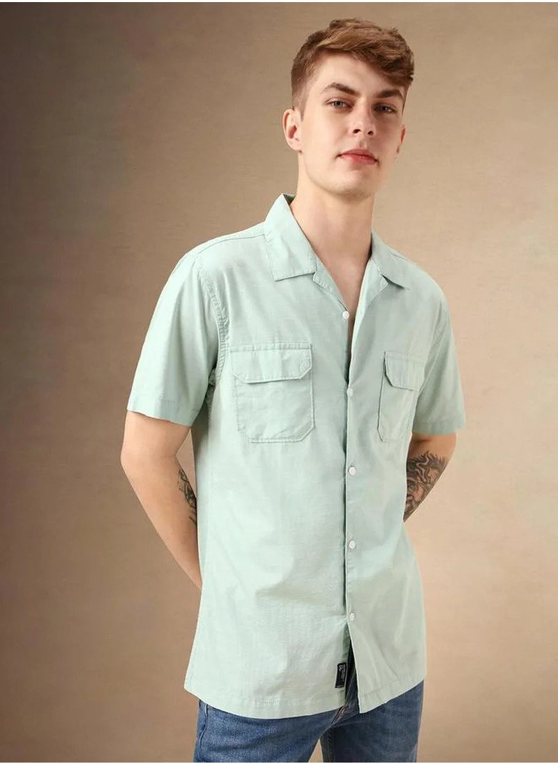 دينيس لينغو Men's Multicoloured 100% Cotton Solid Button Down Relaxed Fit Shirt
