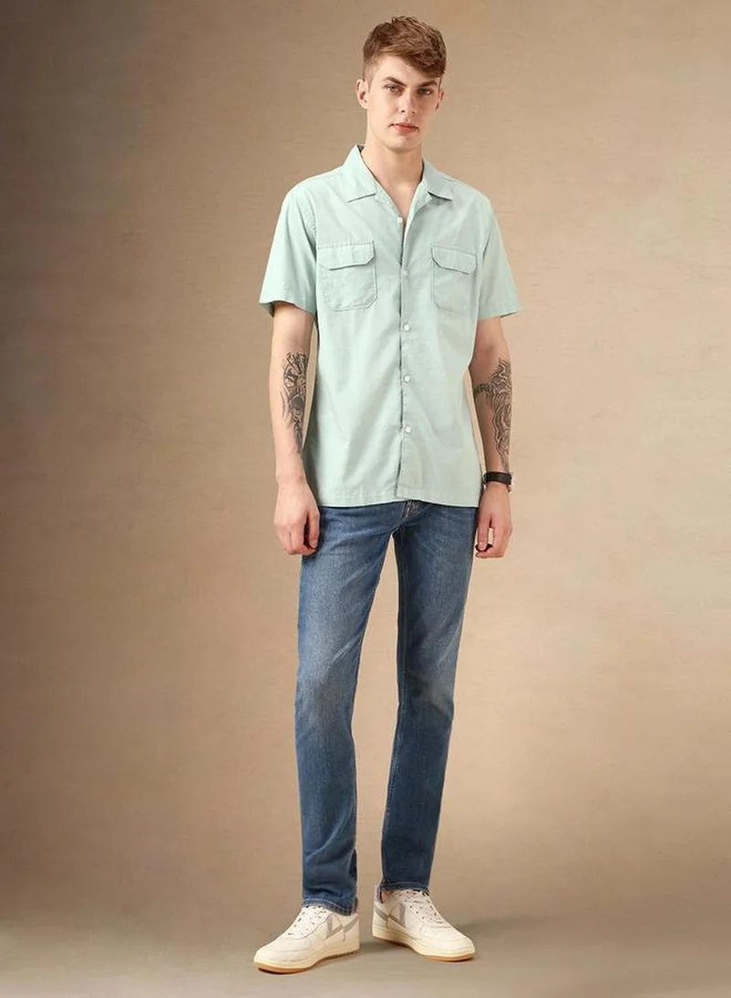 Dennis Lingo Men's Multicoloured 100% Cotton Solid Button Down Relaxed Fit Shirt