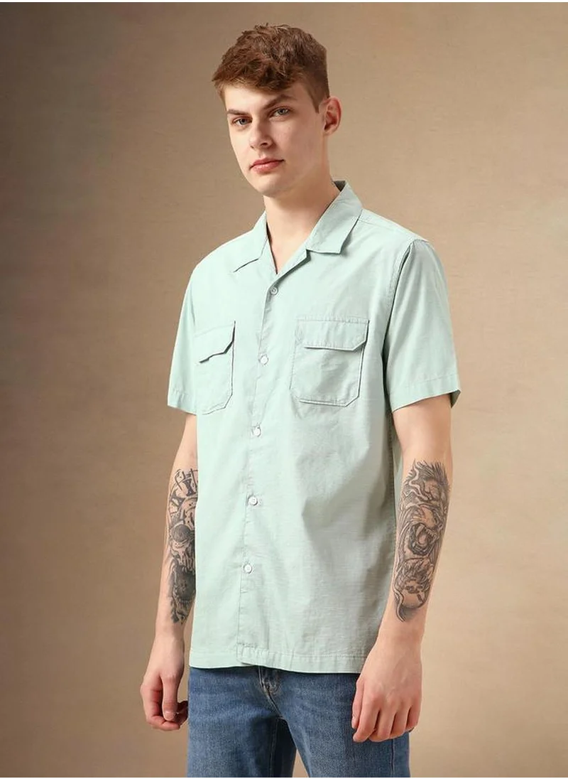 دينيس لينغو Men's Multicoloured 100% Cotton Solid Button Down Relaxed Fit Shirt