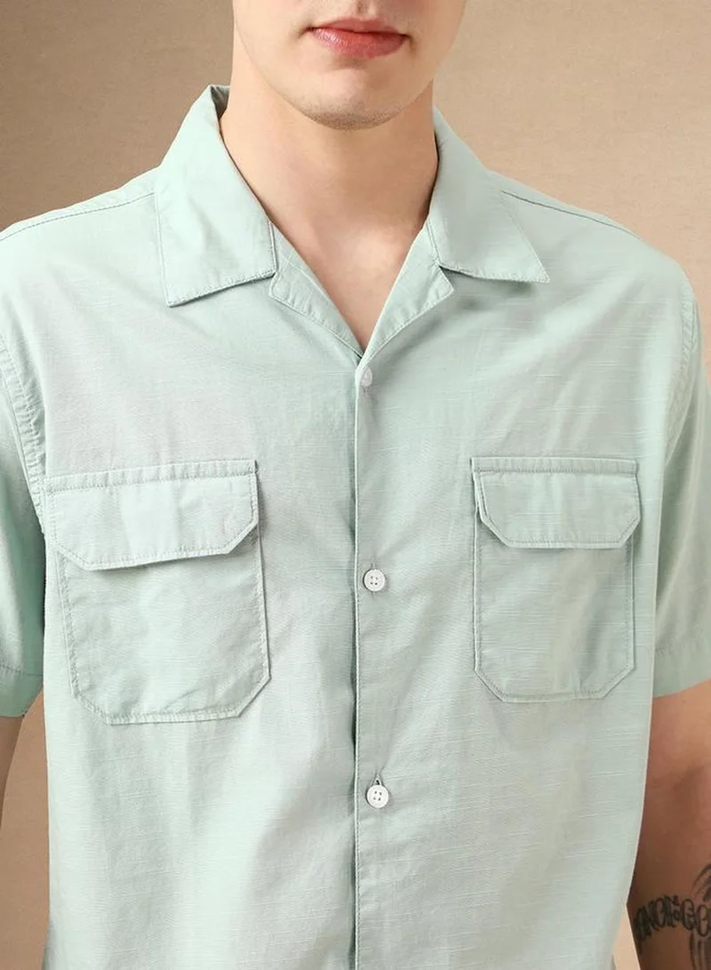 Dennis Lingo Men's Multicoloured 100% Cotton Solid Button Down Relaxed Fit Shirt
