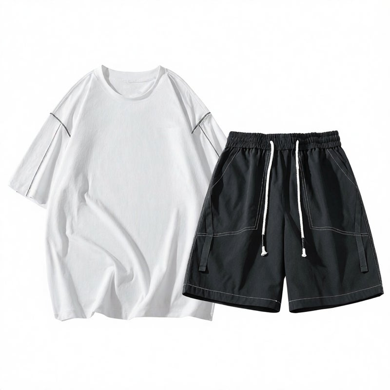 Men's Plus Size Summer Casual Shorts and T-Shirt Set - Image 1