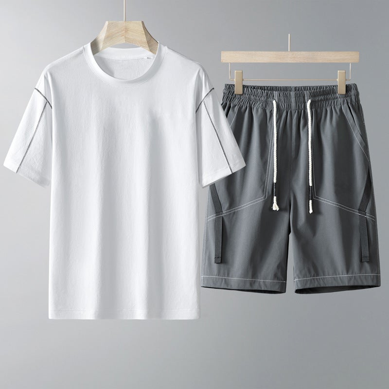 Men's Plus Size Summer Casual Shorts and T-Shirt Set - Image 2