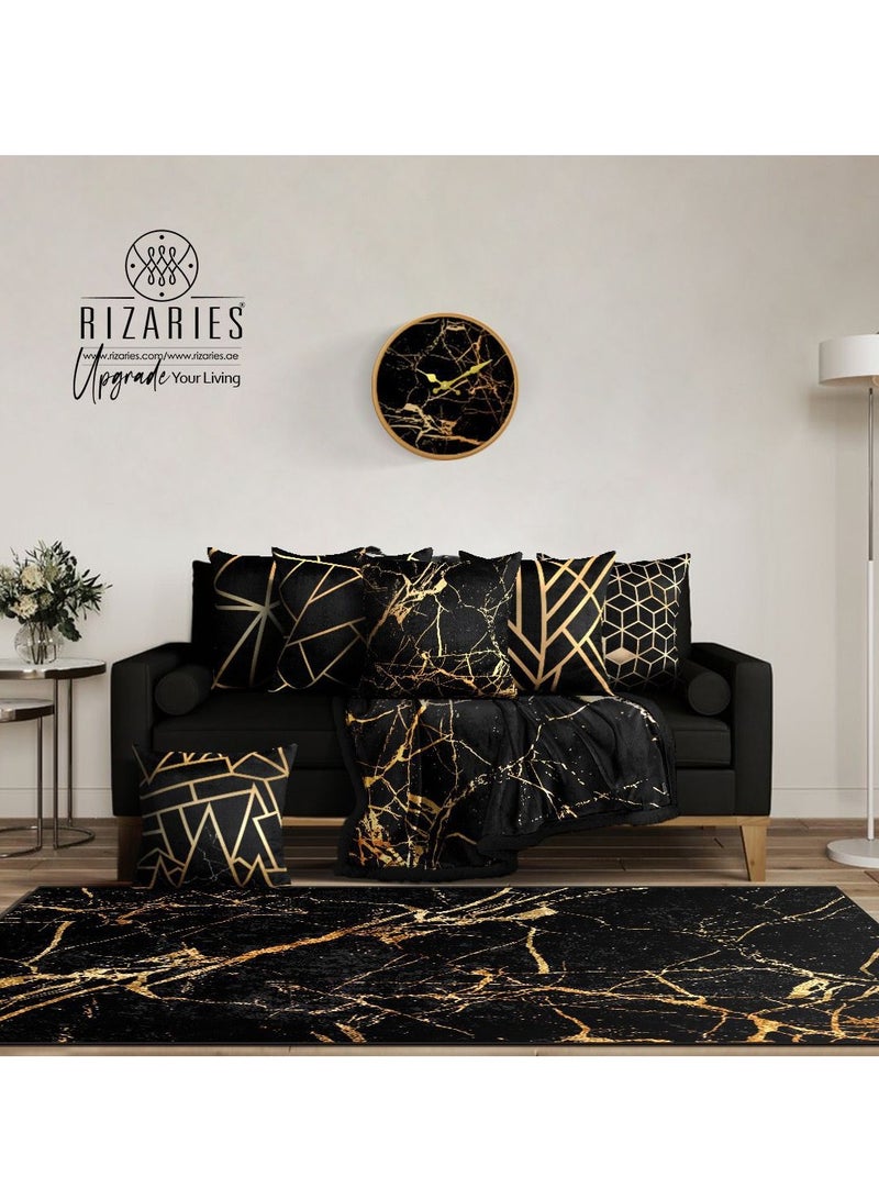RIZARIES Black Gold Abstract Centerpiece Rug, Fabric, Rectangle  - Image 4