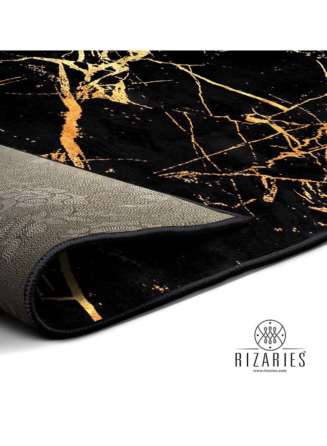 RIZARIES Black Gold Abstract Centerpiece Rug, Fabric, Rectangle  - Image 3