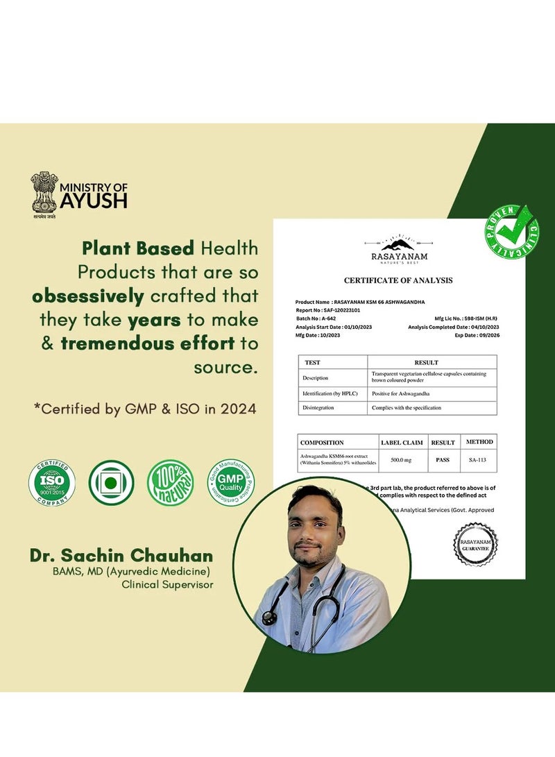 Rasayanam Ashwagandha Ksm66 500Mg  60 Capsules - Image 4
