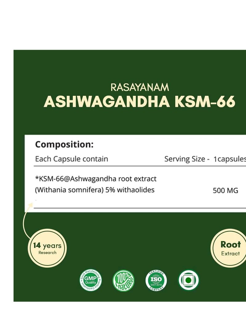 Rasayanam Ashwagandha Ksm66 500Mg  60 Capsules - Image 5