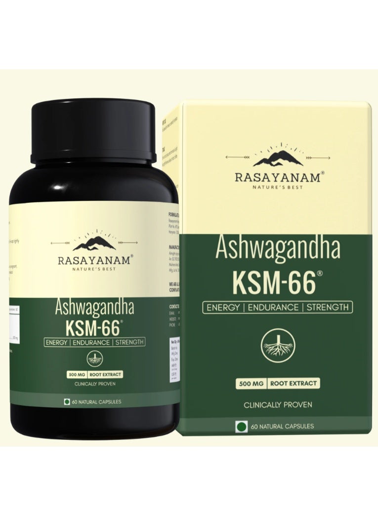 Rasayanam Ashwagandha Ksm66 500Mg  60 Capsules - Image 1