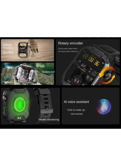 Generic MK66 Military Smartwatch with Bluetooth Call, Waterproof Smart Sport Watches Rugged Outdoor Men's Watch for iPhone Android Smartwatch with Heart Rate Monitor (Green)  - Image 3