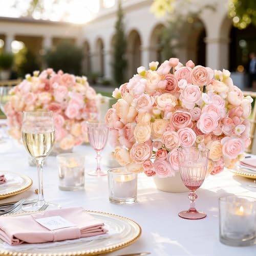 Alupssuc 30Pcs Ranunculus Artificial Flowers Faux Silk Mini Ranunculus, Artificial Flowers Indoor for DIY Bouquets, Bulk Fake Wedding Filler Flowers for Bride Decorations, DustyRose&Cream&ShabbyBlush - Image 4