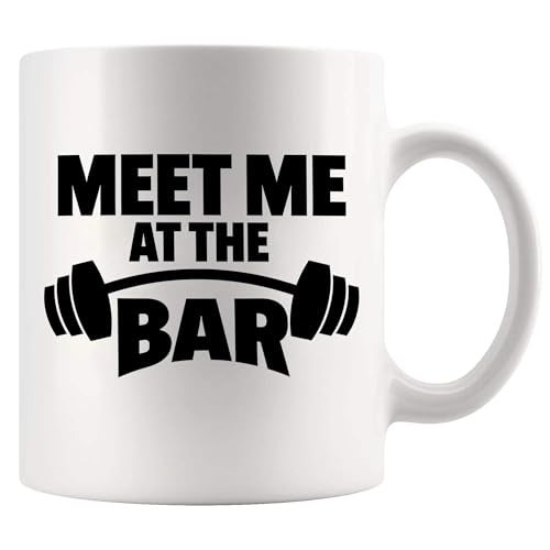 Panvola Meet Me At The Bar Weightlifting Gift Weightlifter Gym Coach Work Out For Dad Husband Boyfriend Brother Funny Ceramic Mug 11 oz White - Image 1