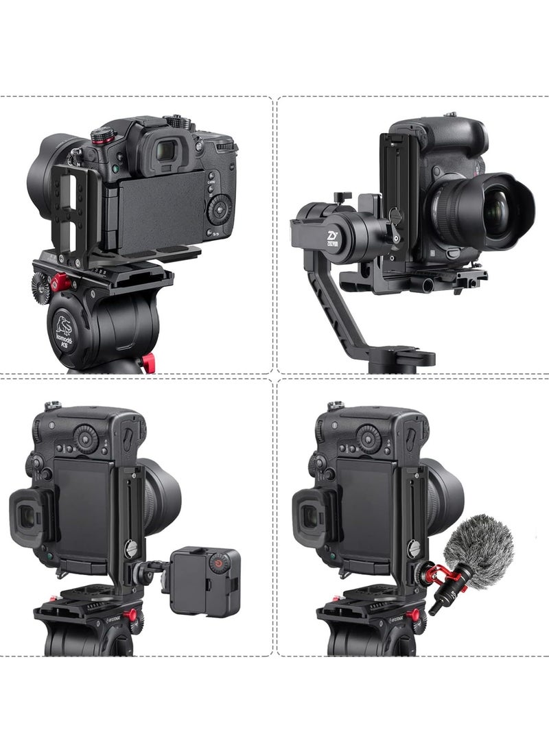 QR Plate L-type Quick Release Bracket Vertical Horizontal Switching Tripod Mount 1/4" thread for Canon/Nikon/Sony/DJI/Osmo/Ronin/Zhiyun Gimbal Stabilizers Tripod Monopod Ballhead (C)