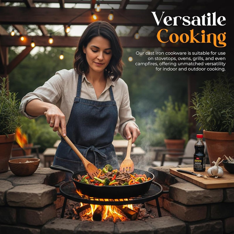 Utopia Kitchen Pre-Seasoned Cast Iron Skillet Set 3-Piece - 6 Inch, 8 Inch and 10 Inch - Image 2